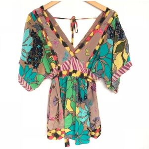 Rebecca Taylor Kimono Floral Butterfly top